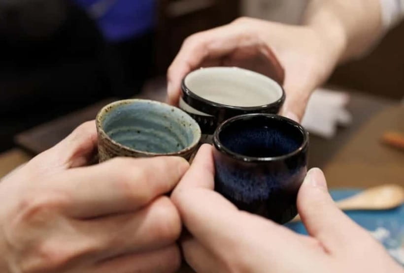 Kyoto: Newly Opened Sake Tasting - Sanjo Chasuian - The tasting lineup: welcome drink plus 7 types paired with snacks