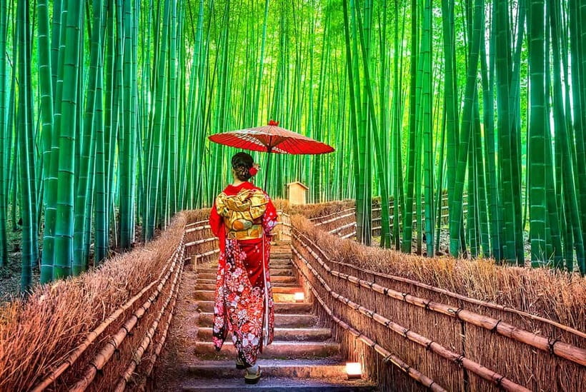 Osaka to Kyoto: Arashiyama Bamboo Grove Small Group Tour - Arashiyama in one packed block: bridge, kimono art pillars, bamboo grove